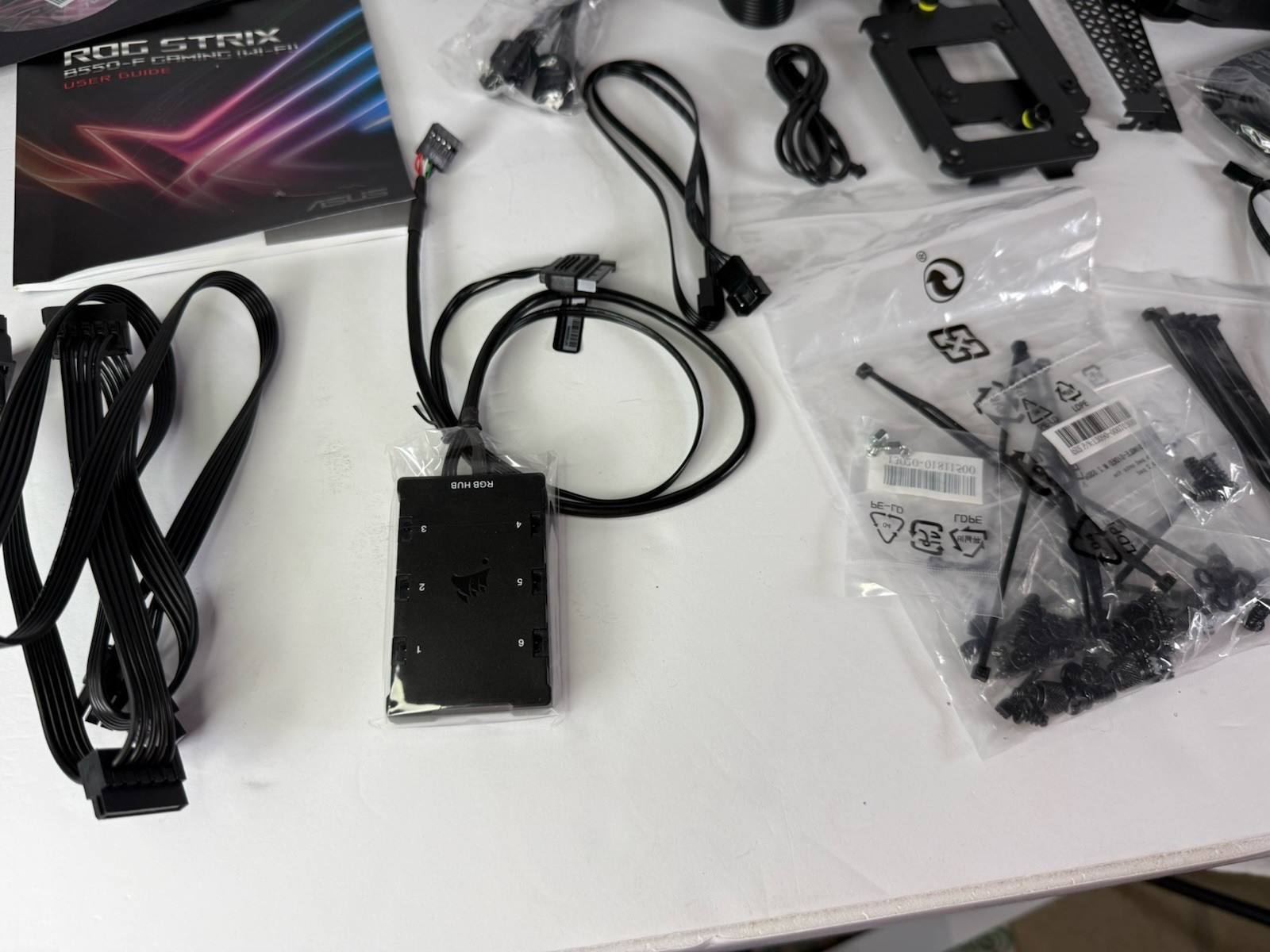 ASUS B550-F Socket AM4 AMD Motherboard – Parts, Cords, Fans, Manual READ