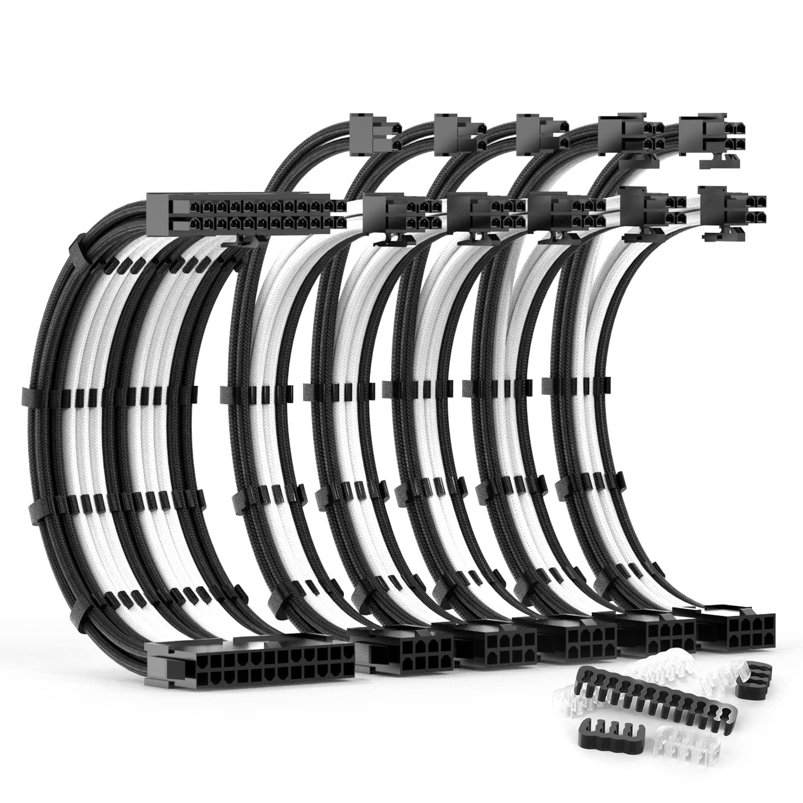 PSU Cable Extension Kit 30CM Length with Combs,1x24Pin/2x8Pin(4+4) EPS/3x8Pin…