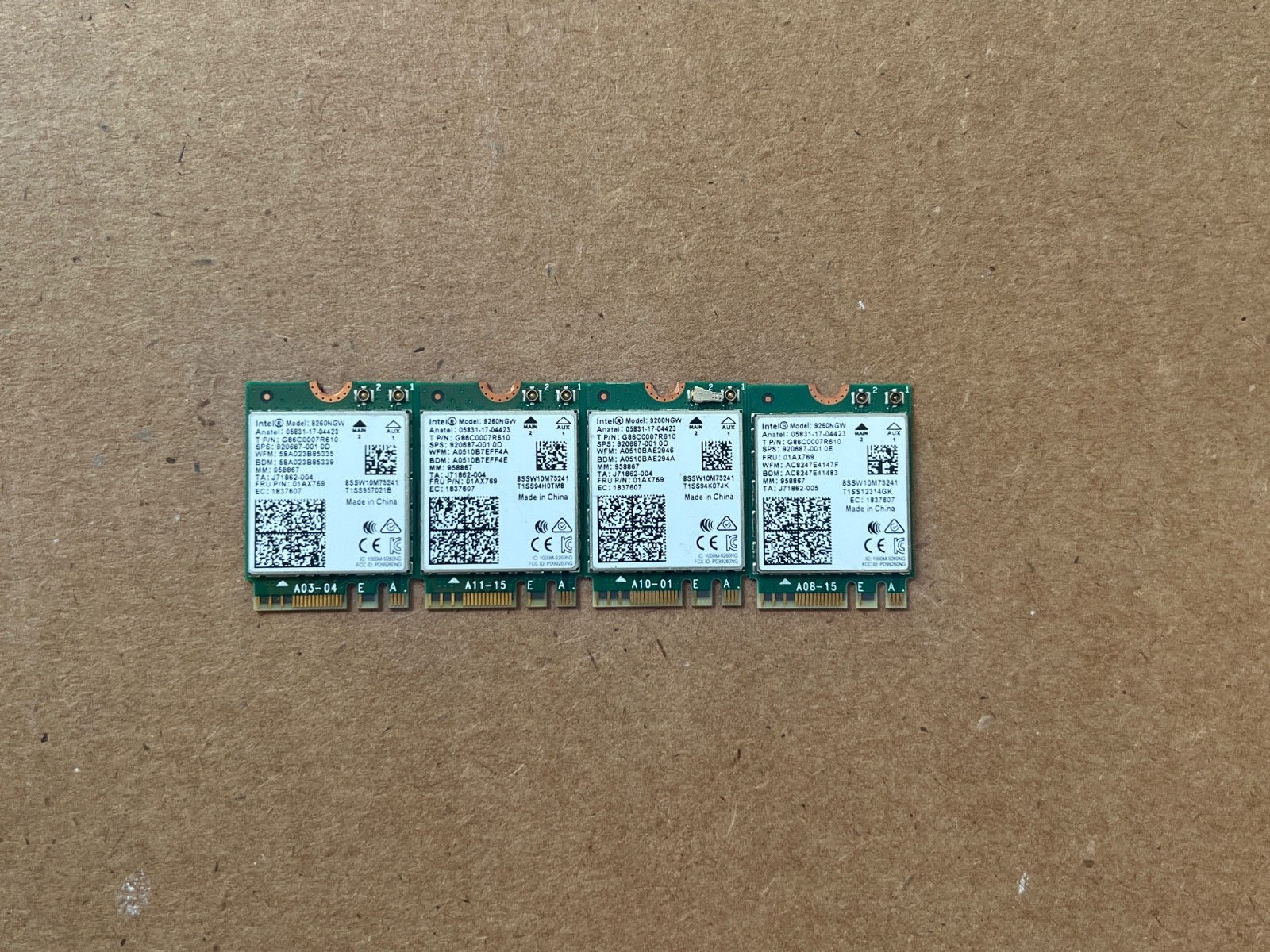 Lot of 4 Intel 9260NGW IEEE 802.11ac 5.0 Wireless Wi-Fi/Bluetooth Adapter