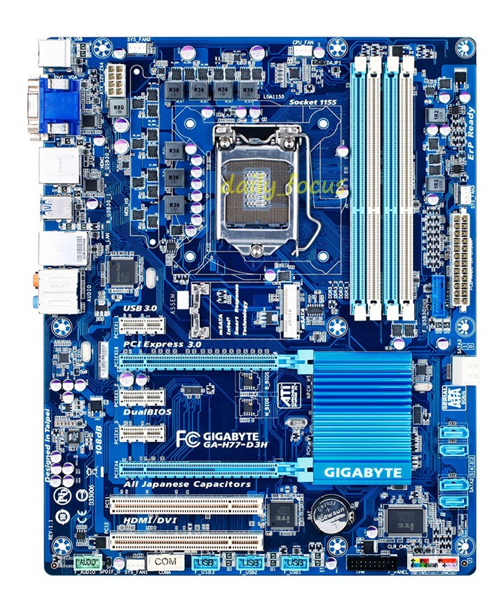 Gigabyte GA-H77-D3H Motherboard LGA 1155 Intel H77 DDR3 DIMM USB3.0 ATX