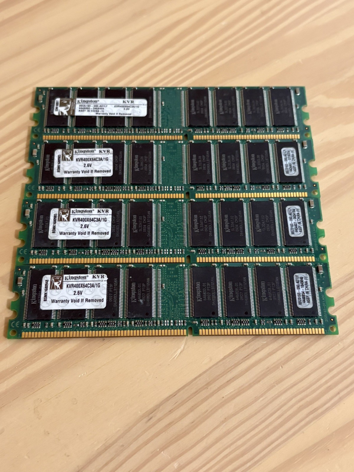 Lot of 4 – Kingston KVR400X64C3A/1G DDR1 PC3200 RAM