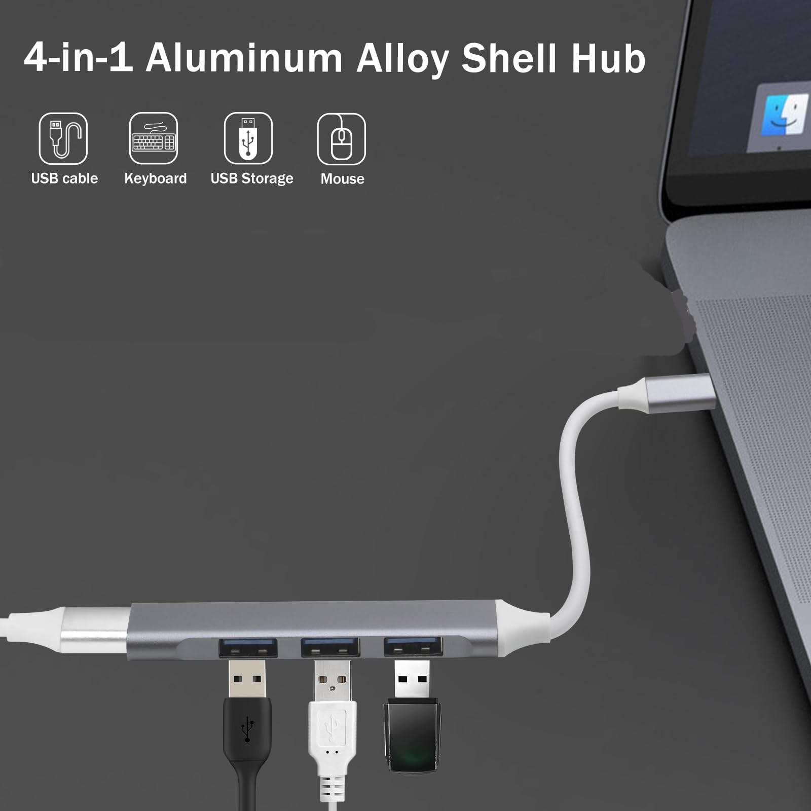 USB C to USB Hub Multiport Adapter, USB 3.0 Hub Aluminum 4 Ports USBA Splitte…