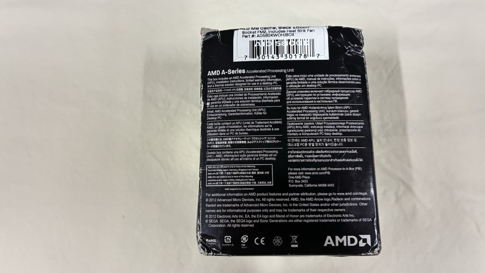 AMD A10-5800K Socket FM2 A10-Series Quad-Core 3.8GHz 4M 100W CPU Processor