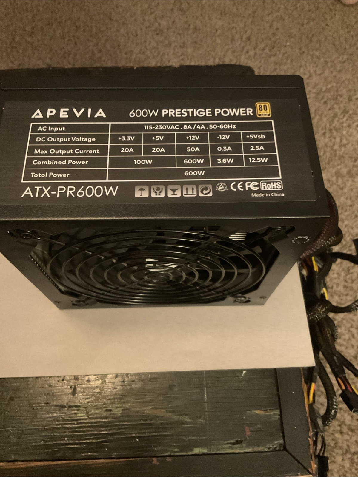 Apevia Prestige Series ATX-PR600W Power Supply Unit 600W 80 PLUS Gold Certified