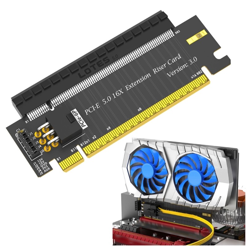 Gold Plated PCIe 5.0 x16 Risers Adapters Half High to Full High Expansion Card