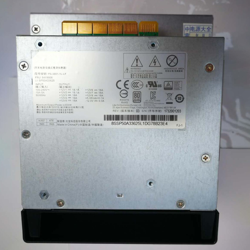 54Y8908 PS-3651-1L-LF 650W Power Supply Replacement for Lenovo P500 P700 P710 Wo