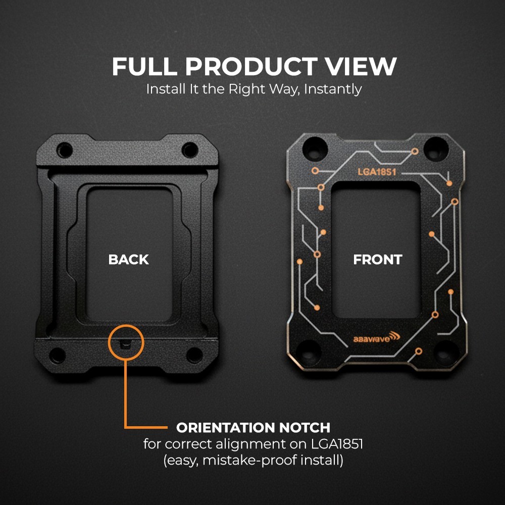 AAAwave LGA1851 CPU Contact Frame Anti-Bending Bracket for Intel 15th Gen Black