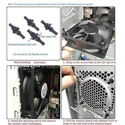 PC Case Fans Rubber Anti Vibration Flexible Mount Screw Pin Rivet (100-Pack)