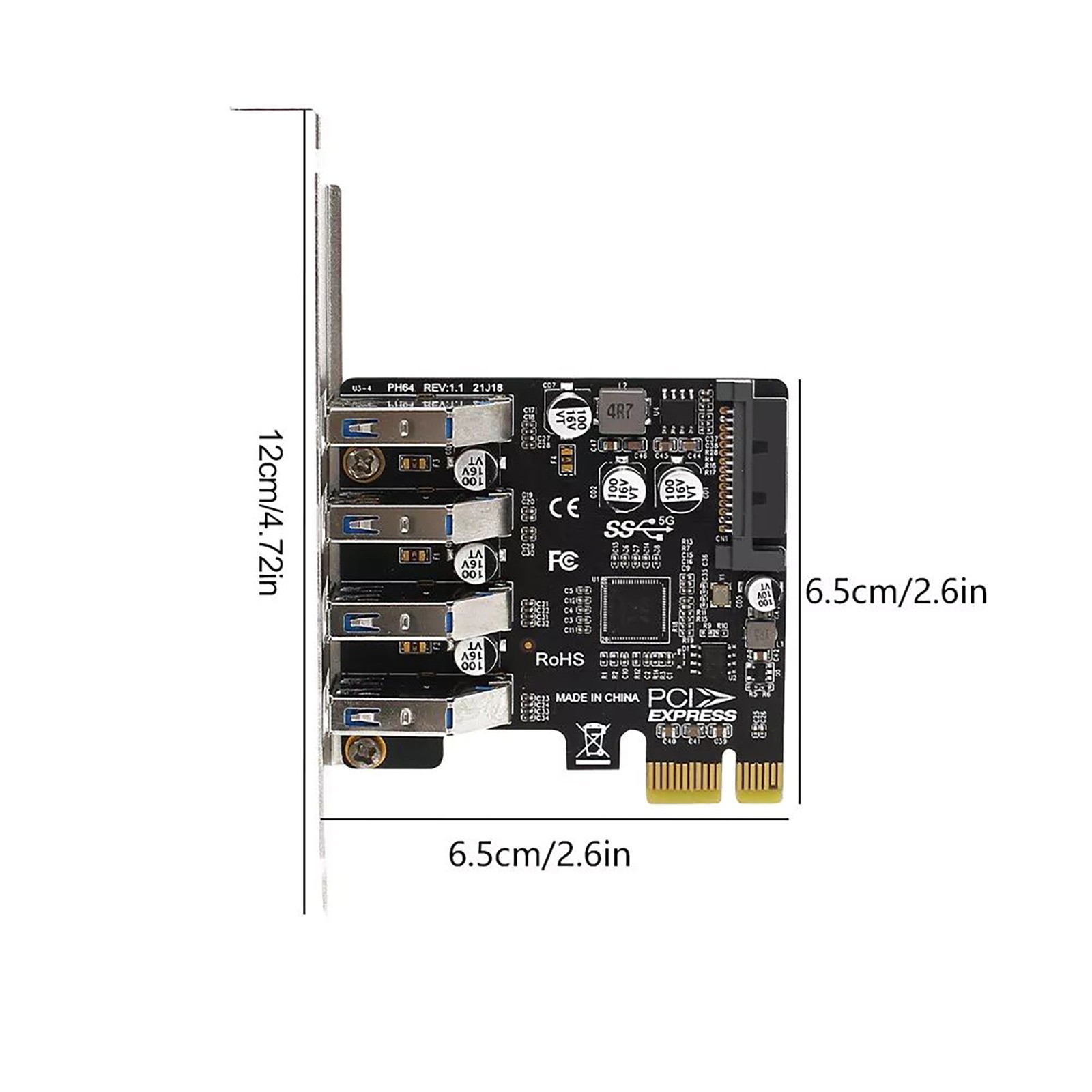 4-Ports USB 3.0 PCI-E Expansion Card PCI Express PCIe USB 3.0 HUB Adapter 5Gbps