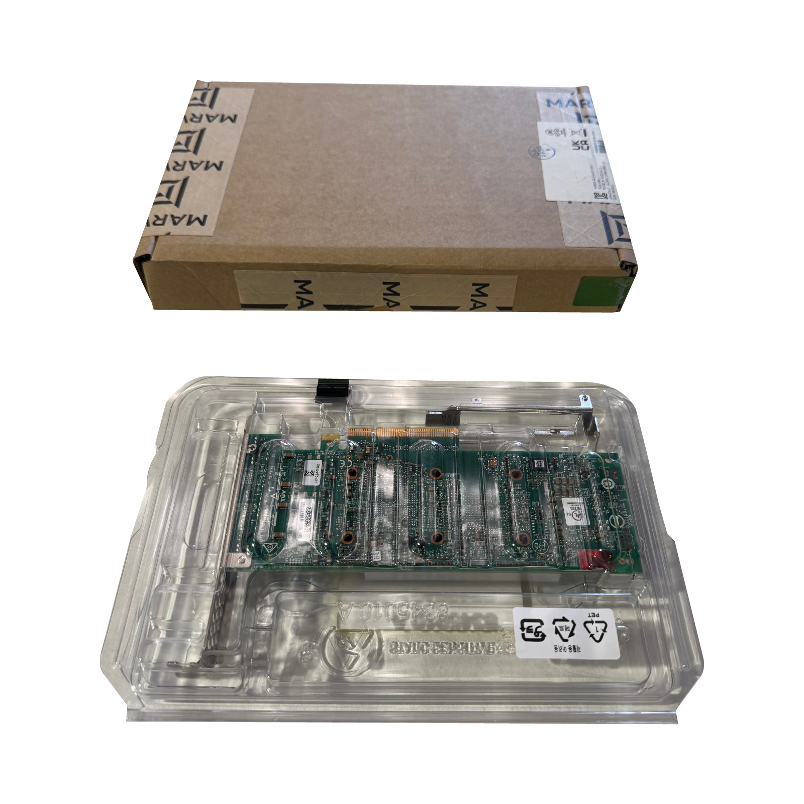 New Marvel Quad Port 10Gbps RJ45 Fastlinq PCIe x8 Ethernet Adapter Both Bracket