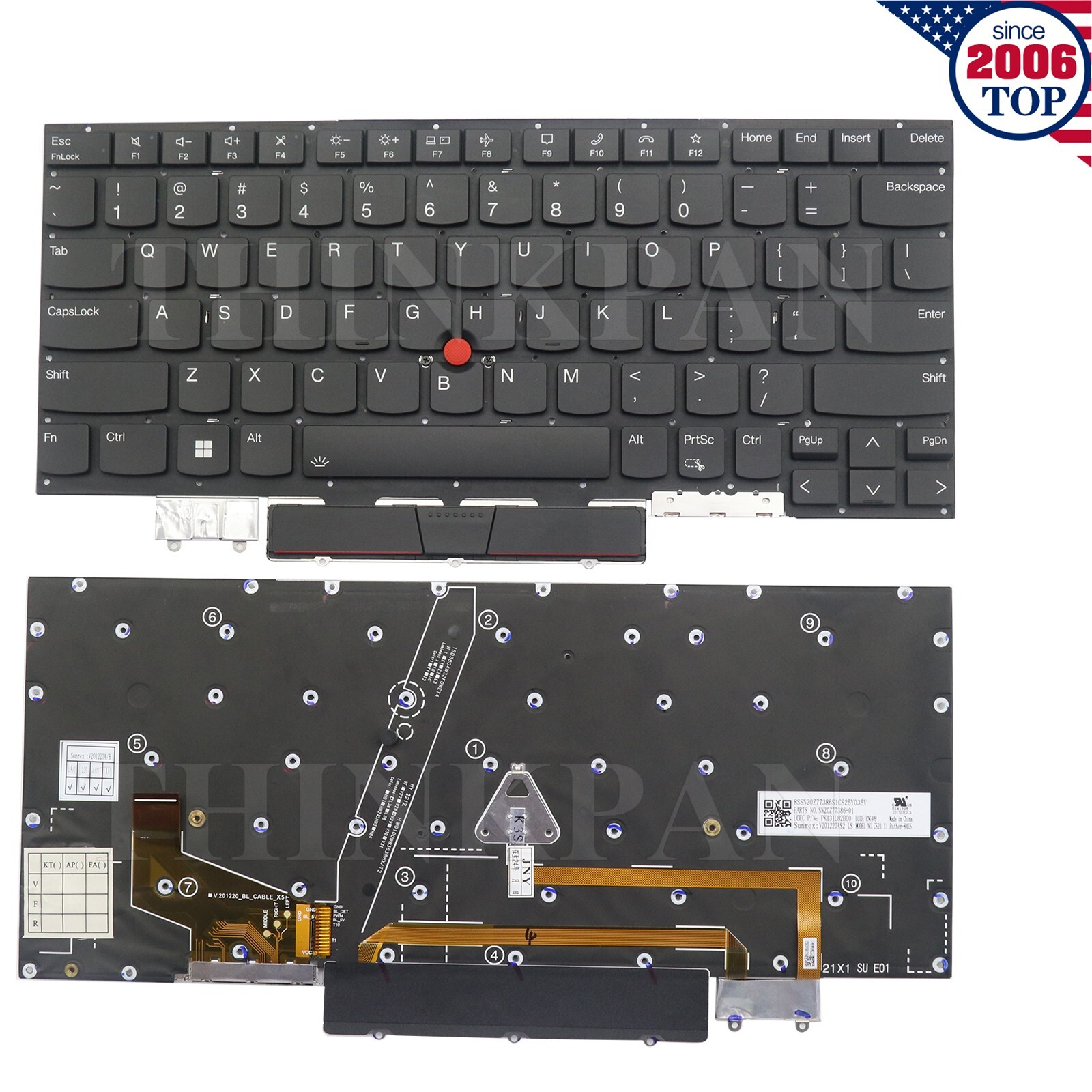 US Backlit Keyboard for Lenovo Thinkpad X1 Carbon 9th Gen 2021 SN20Z77386