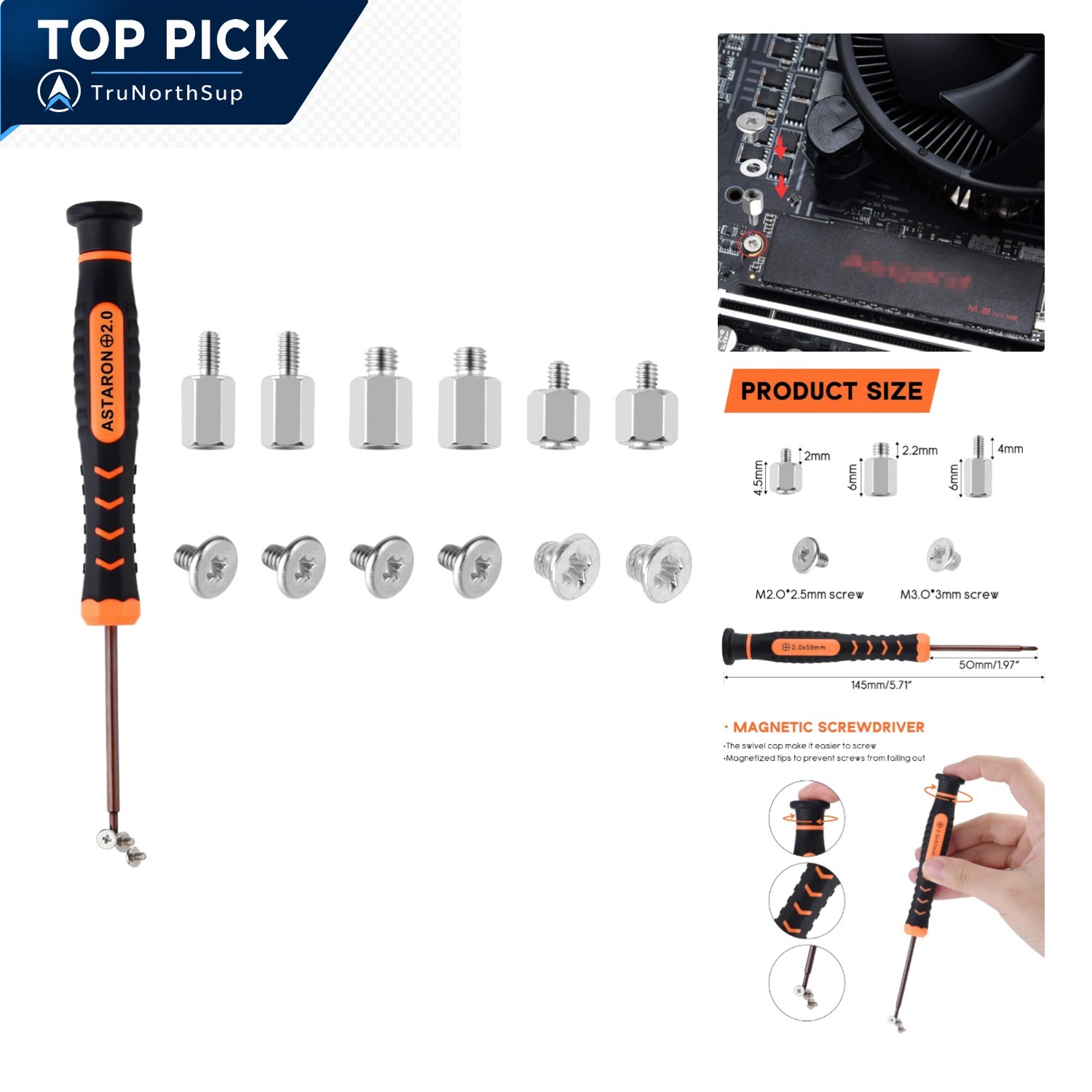 M.2 SSD Screws Kit for NVMe M2 SSDs Compatible with Asus MSI Gigabyte Motherb…