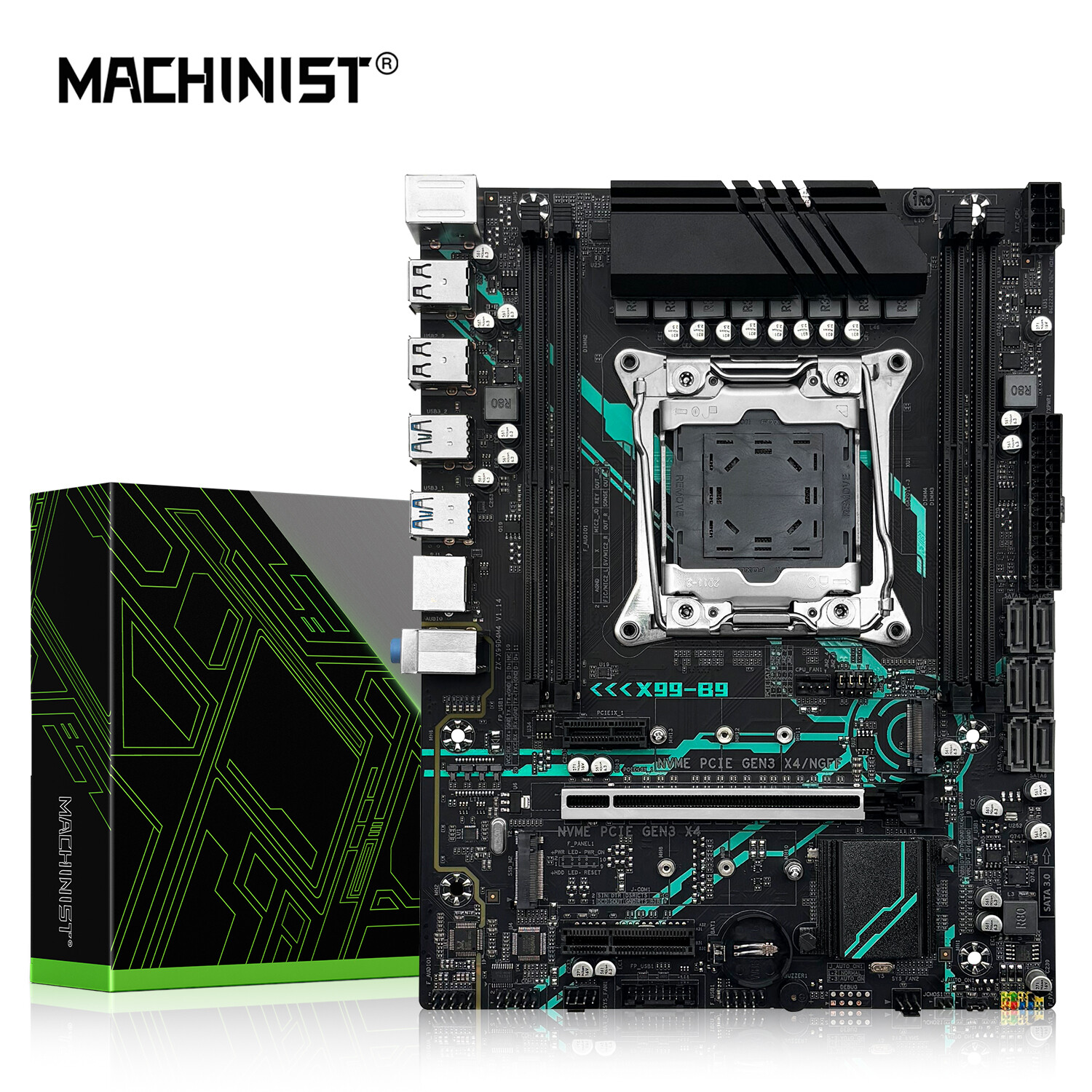 X99 B9 Motherboard LGA 2011-v3 C612 Chipset DDR4 Dual NVMe/SATA M.2 Four Channel