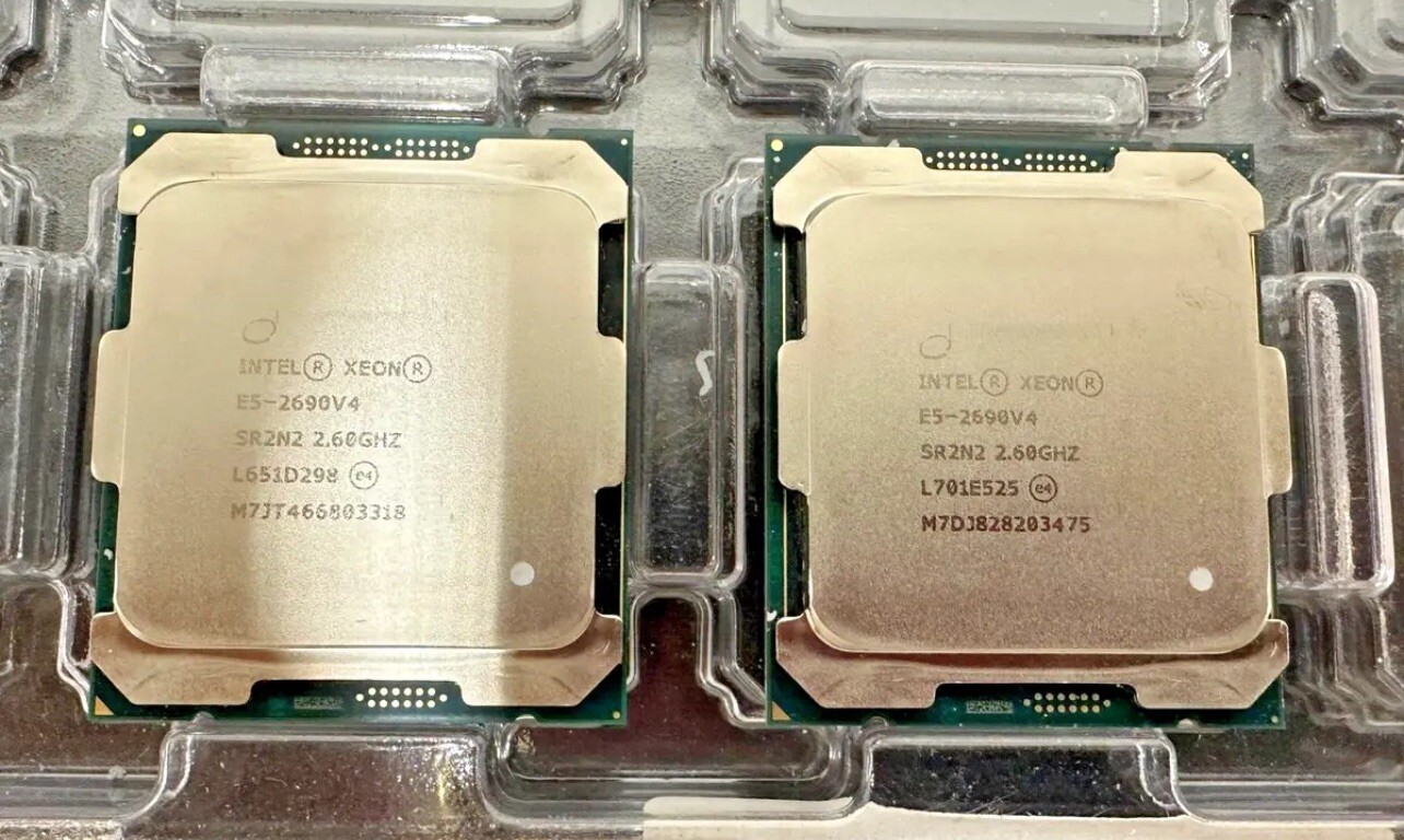 ✅ LOT OF 2 Pair Intel Xeon E5-2690v4 2.6Ghz 14-Core 135W LGA2011-3 CPU SR2N2