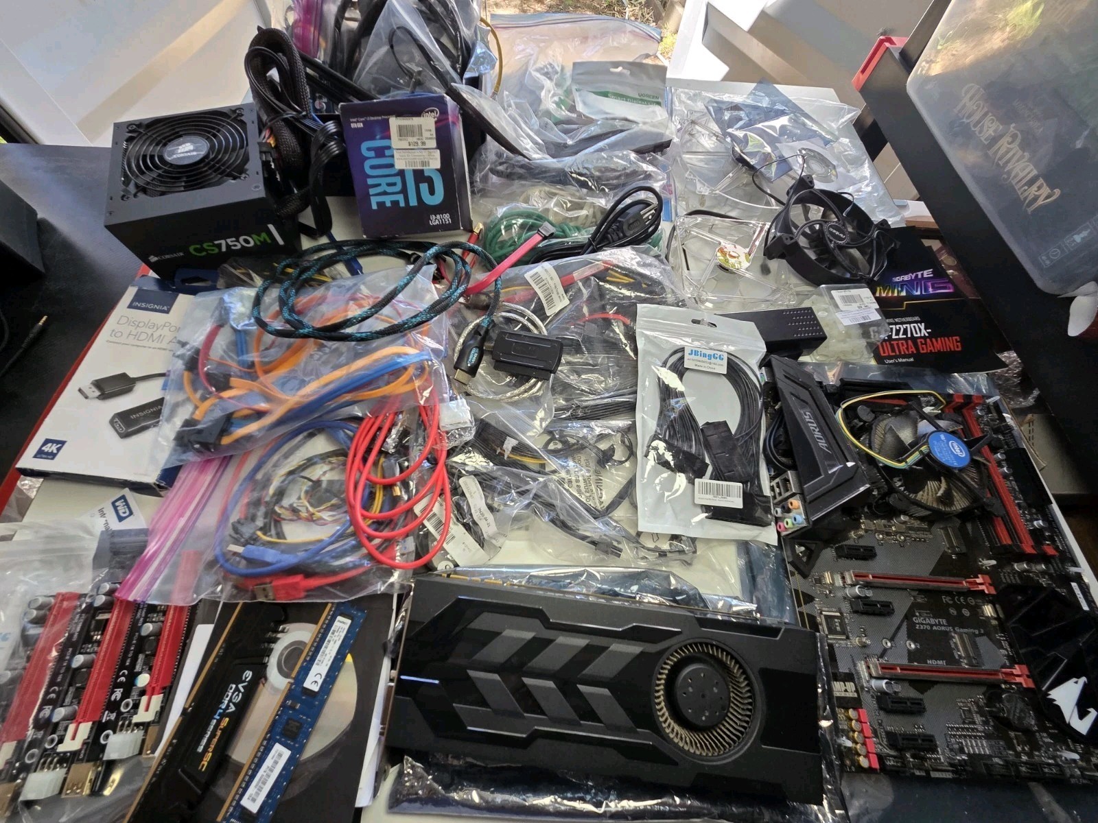 1070 Parts lot Motherboard CPU GPU DDR4 RAM, Fans, Mining Kit, I5 PSU CS750 BULK