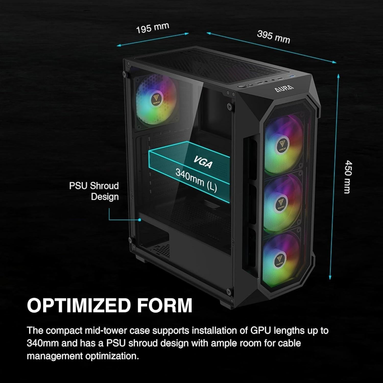 High-Performance ATX Gaming Case – Excellent Airflow & 340mm GPU Compatibility