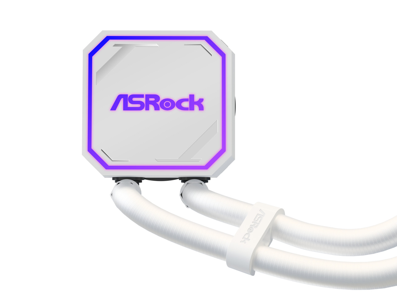 ASRock AIO PRO White 360 ARGB 27mm radiator, ARGB waterblock, ARGB Hub-lighting
