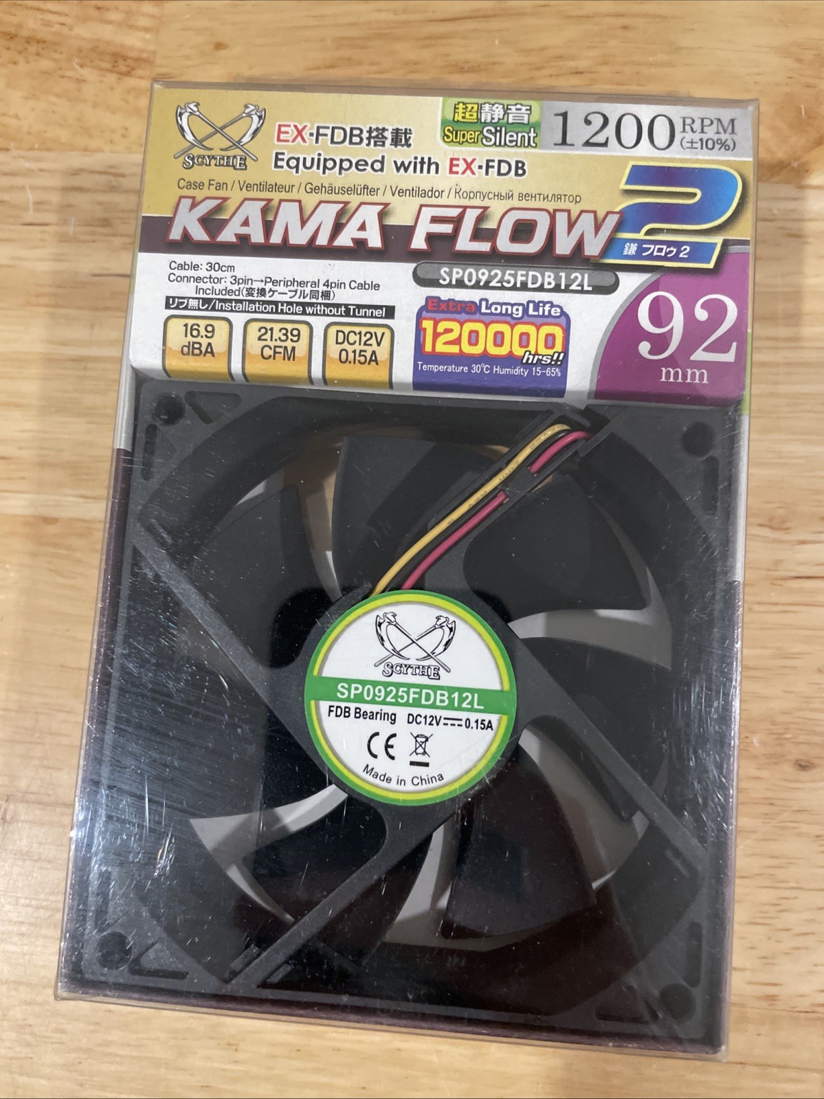 Scythe Kama Flow 92mm 1200rpm 21.39 Cfm 16.9 dBAComputer Case Fans – New in Box