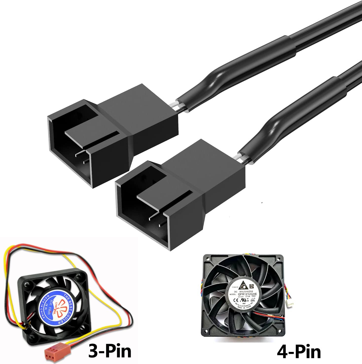 12V Fan Power Supply,PC Speed Controller,100-240vAC to 3-12vDC 24W Adjustable