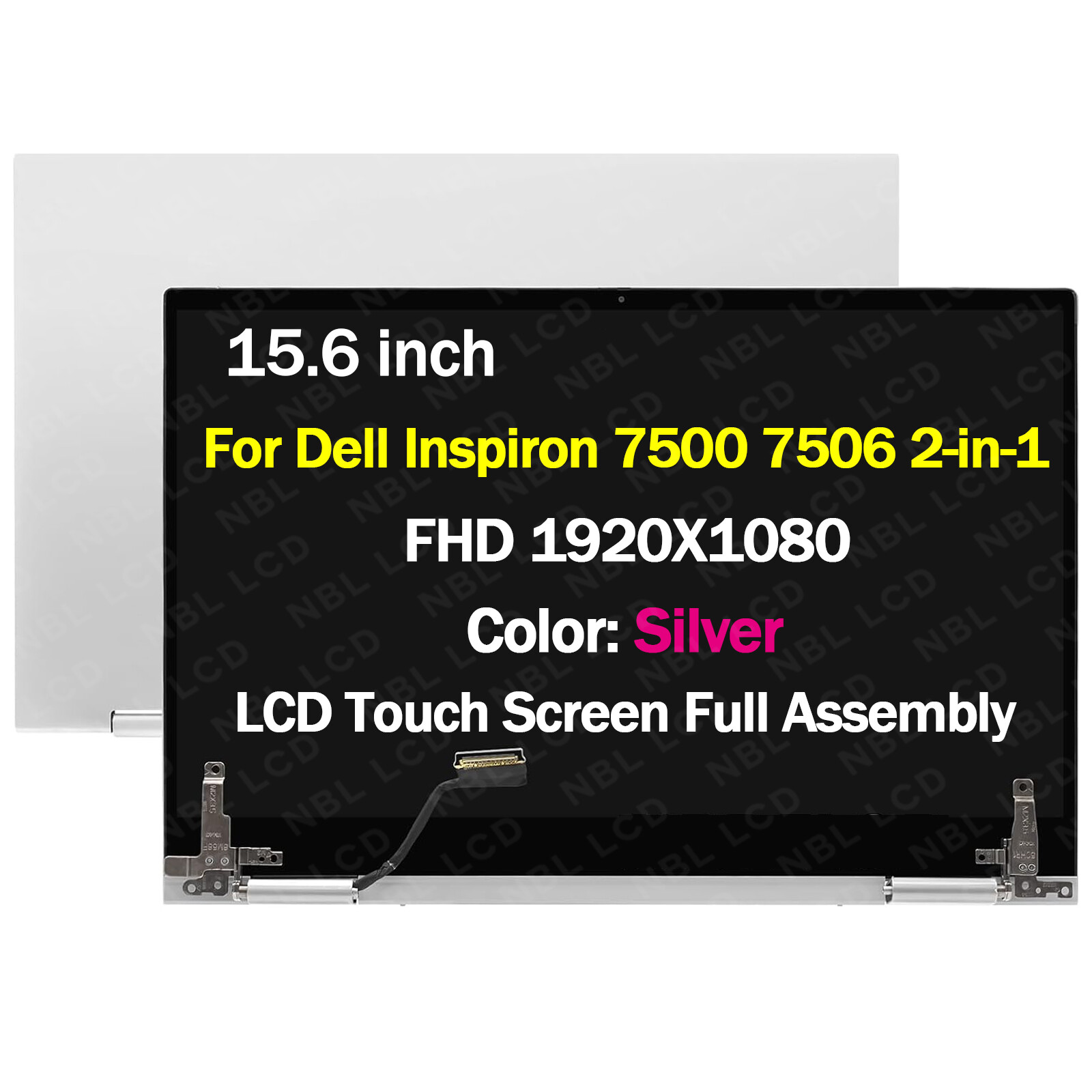 for Dell Inspiron 7506 2-in-1 15.6″ FHD LCD Touch Screen Complete Display Silver