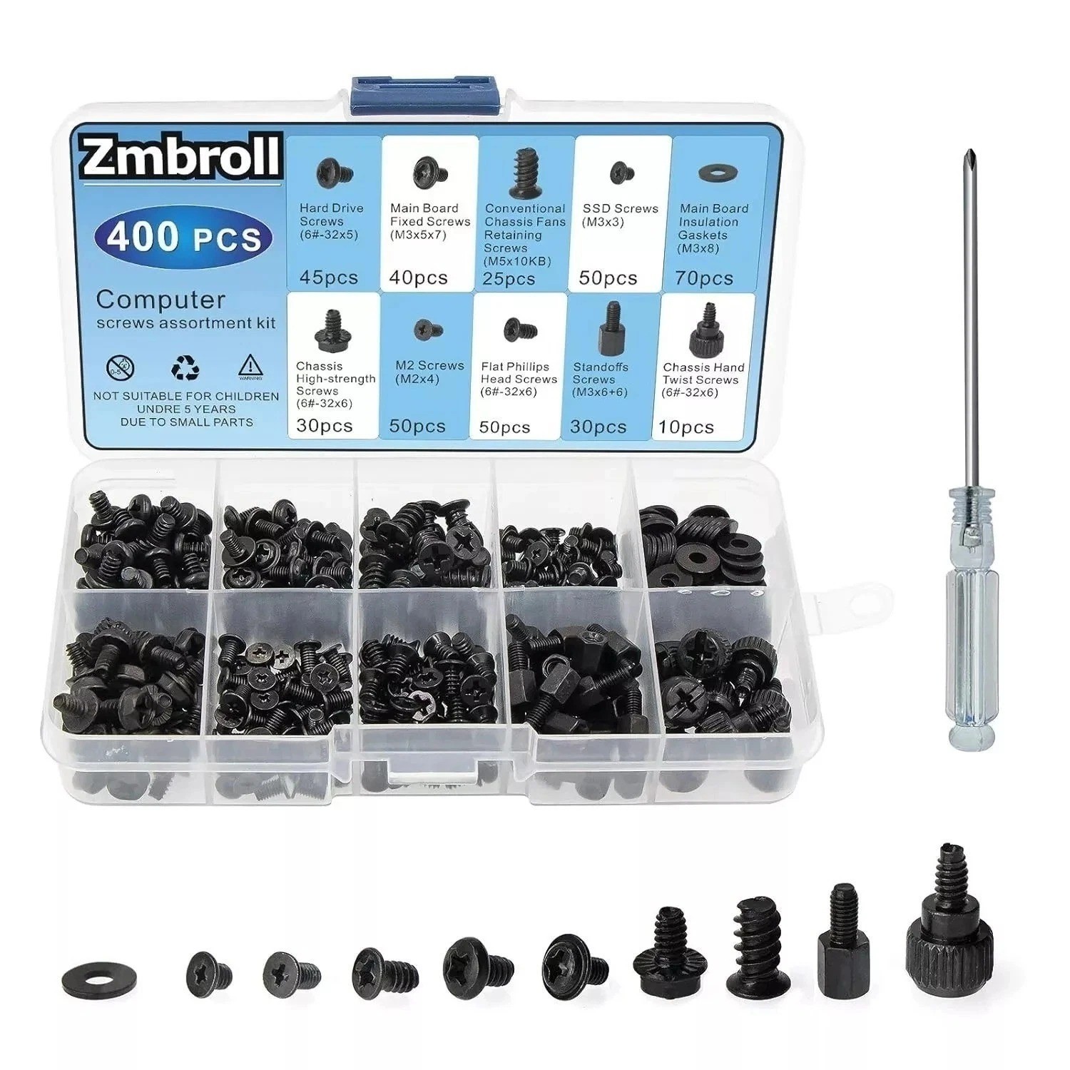 400PCS Computer Screws & Standoffs Kit SSD Screws for PC Motherboard Repair