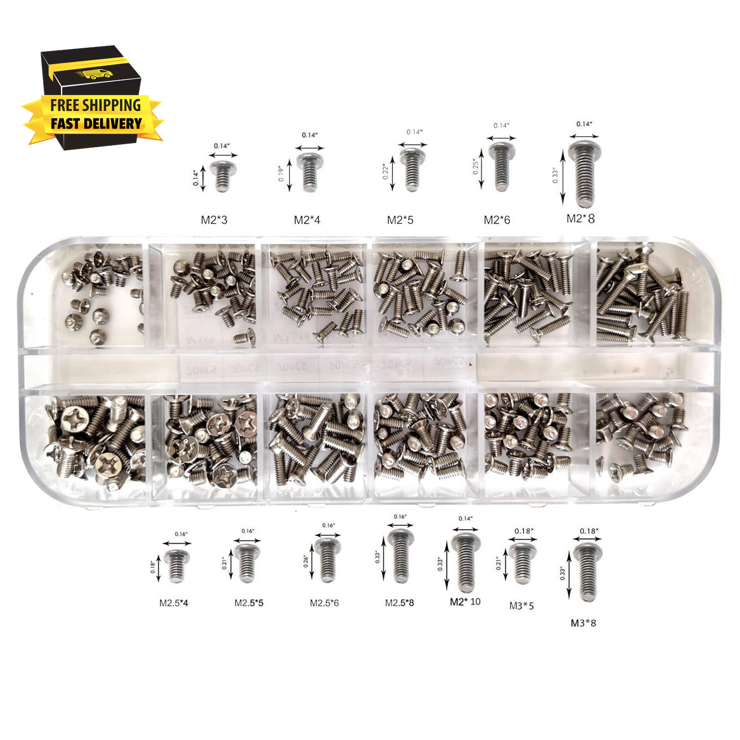 240Pcs 12 Sizes Laptop Screws Kit, Notebook Computer Replacement Screws Assortme
