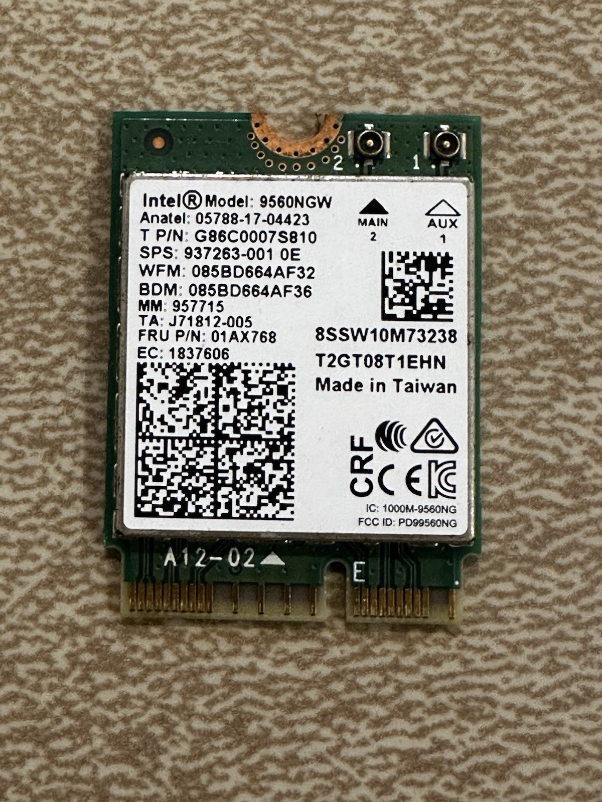 Intel 9560NGW AC9560 Wireless WLAN WiFi Card 802.11ac NGFF 2.4G/5G, Bluetooth