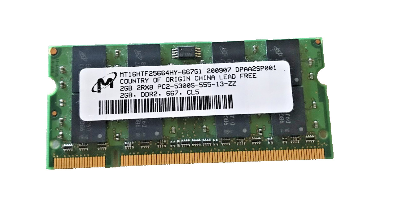 Micron 2GB DDR2-667 PC2-5300S 200-Pin SO-DIMM MT16HTF25664HY-667G1