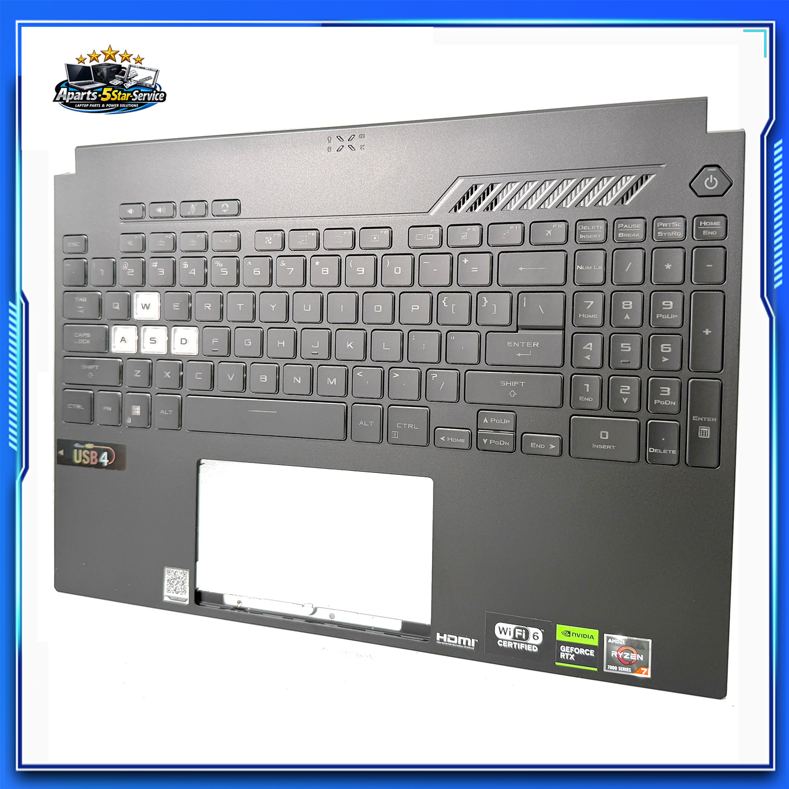 For ASUS TUF Gaming A15 F15 FA507 FX507 FX507Z Palmrest Backlit Keyboard