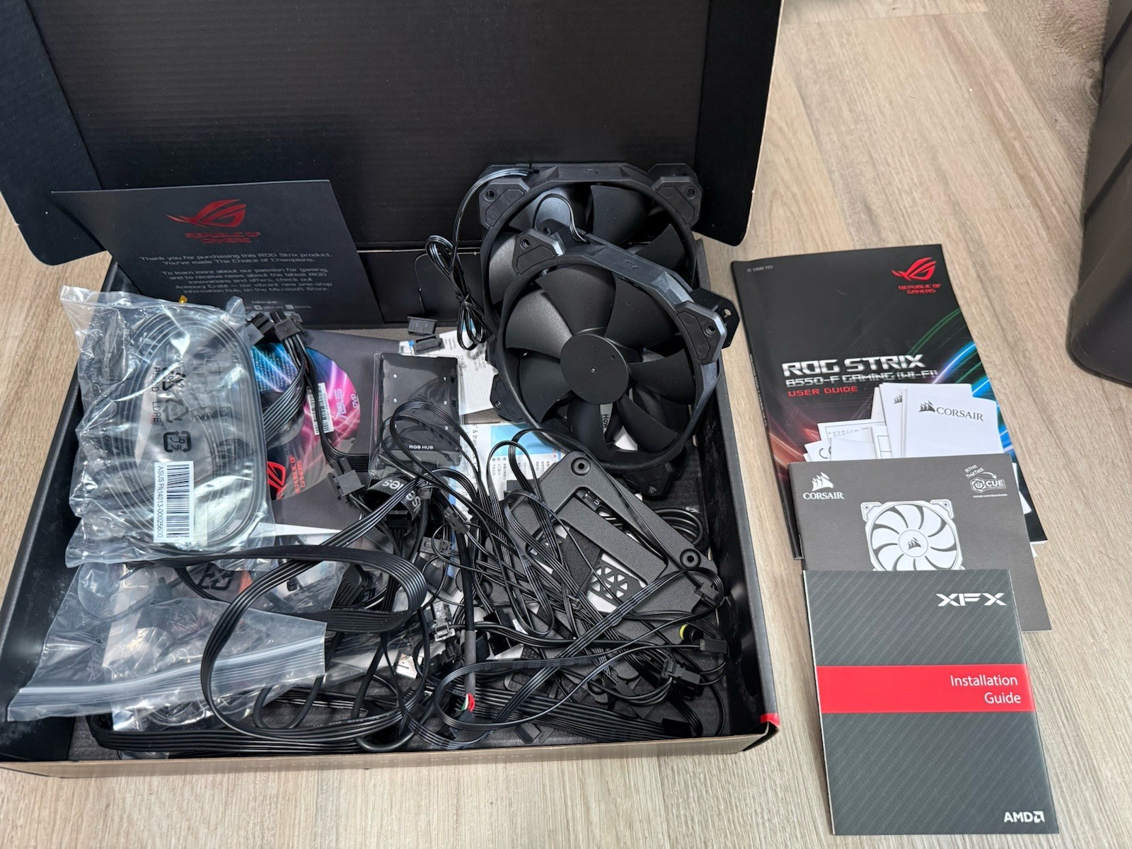ASUS B550-F Socket AM4 AMD Motherboard – Parts, Cords, Fans, Manual READ