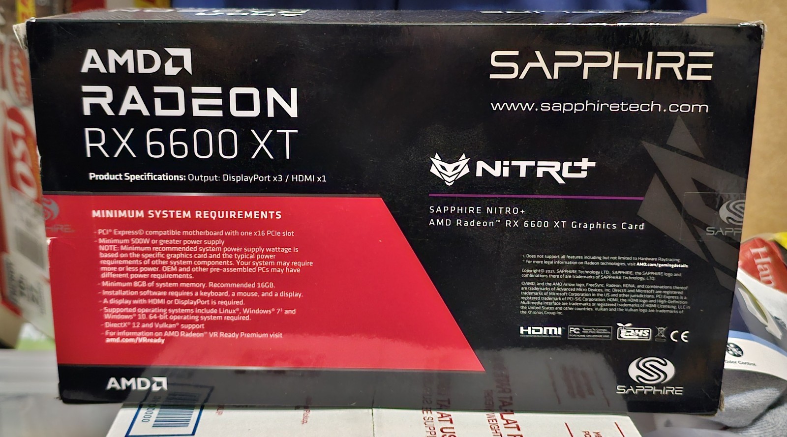 AMD Sapphire Radeon RX 6600 XT NITRO * * BOX ONLY * * GPU NOT INCLUDED