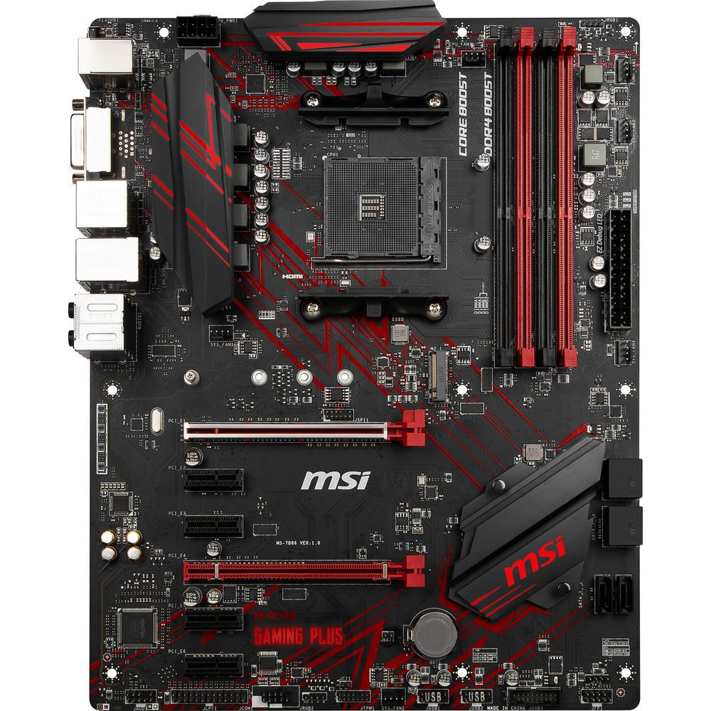 MSI B450 Gaming PLUS Motherboard Socket AM4 DDR4 SATA III PS/2 On-Board Audio