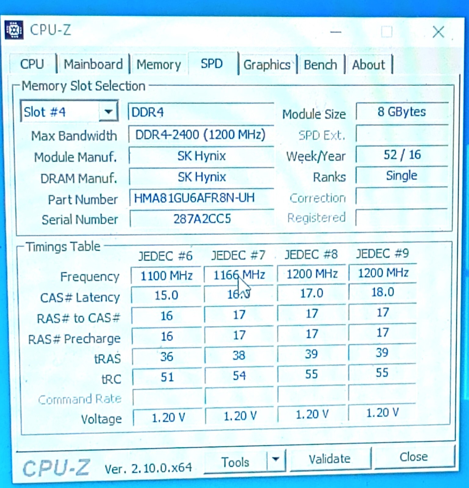 HMA81GU6AFR8N-UH – SK Hynix 8GB 1Rx8 PC4-2400T-UA2-11 Desktop Memory RAM