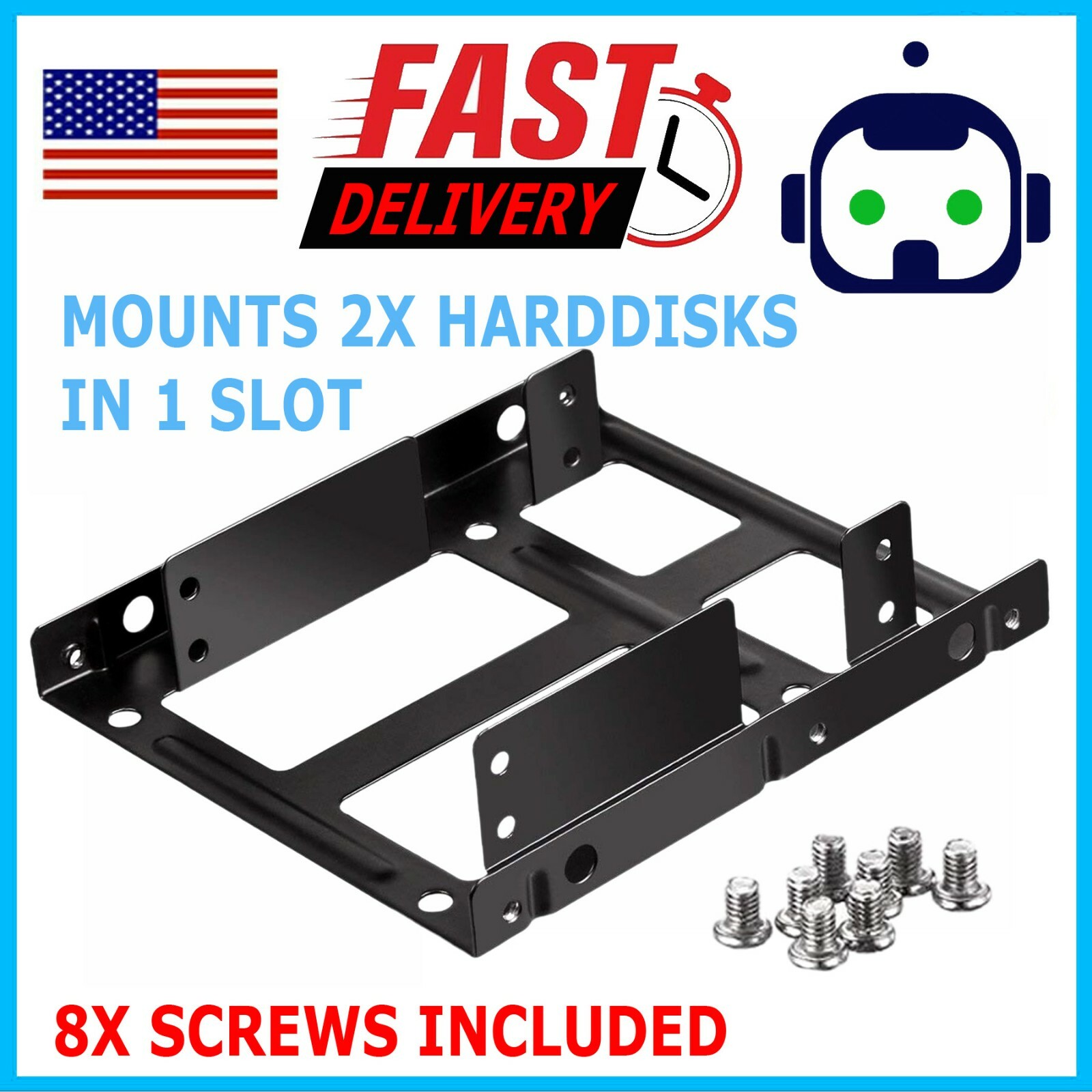 Dual Mounting 2.5″ to 3.5″ Bay SSD Metal Hard Drive HDD Bracket Adapter Dock