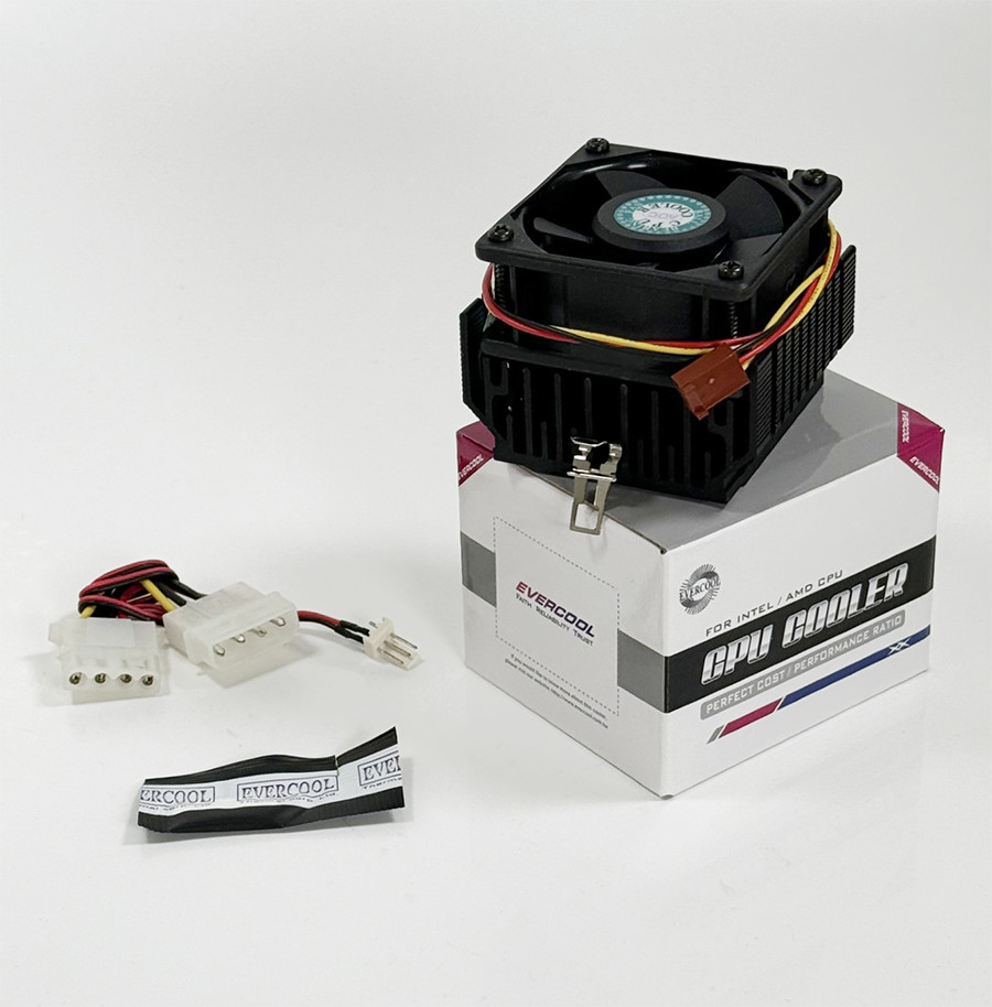 EverCool Socket 370 7 K6 K5 MMX Cyrix CPU Cooling Fan 3-Pin with 4-Pin Molex