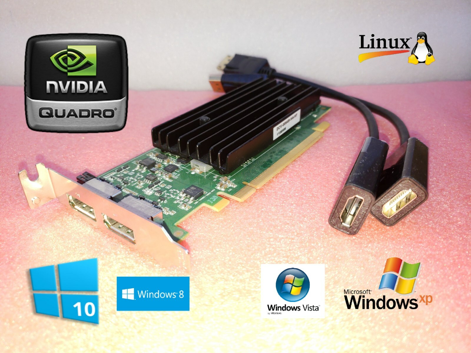 HP Compaq 8200 8300 Elite NVIDIA SFF Dual HDMI Video Card w/ 2 HDMI Adapters