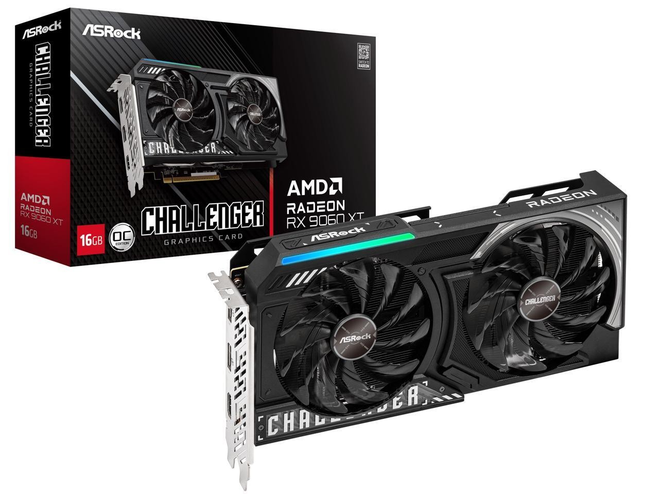 ASRock Challenger Radeon RX 9060 XT 16GB GDDR6 PCI Express 5.0 x16 Graphics Card