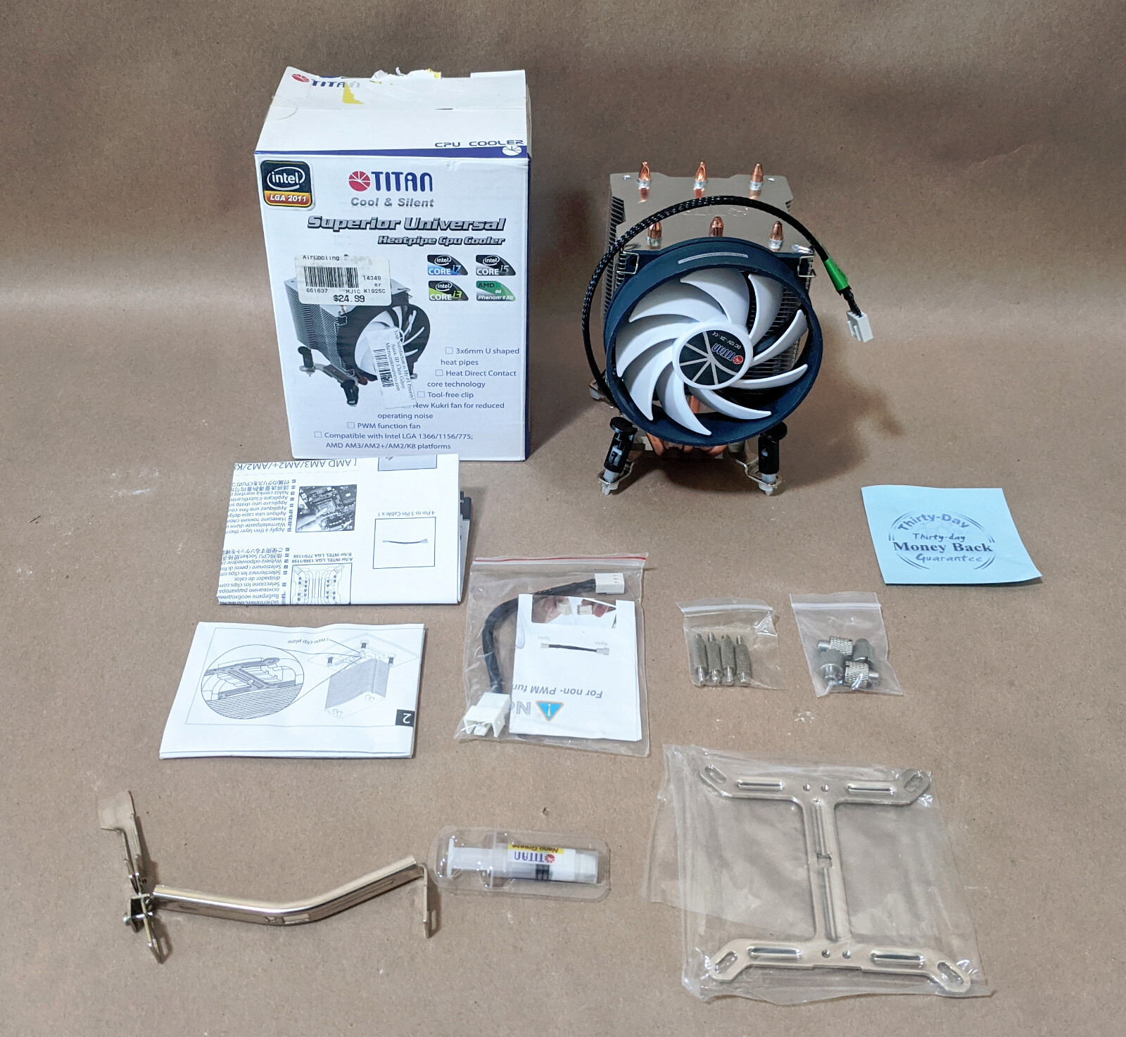 NEW Titan 95mm 4pin PWM Heatpipe Universal CPU Cooler for LGA 2011/1156/775/1366