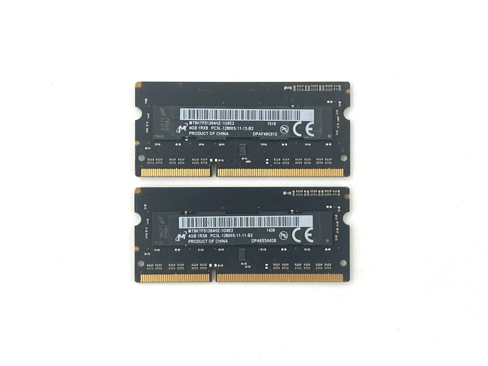 8GB (2x4GB) Micron MT8KTF51264HZ 1Rx8 PC3L-12800S DDR3 1600MHz SODIMM RAM Memory