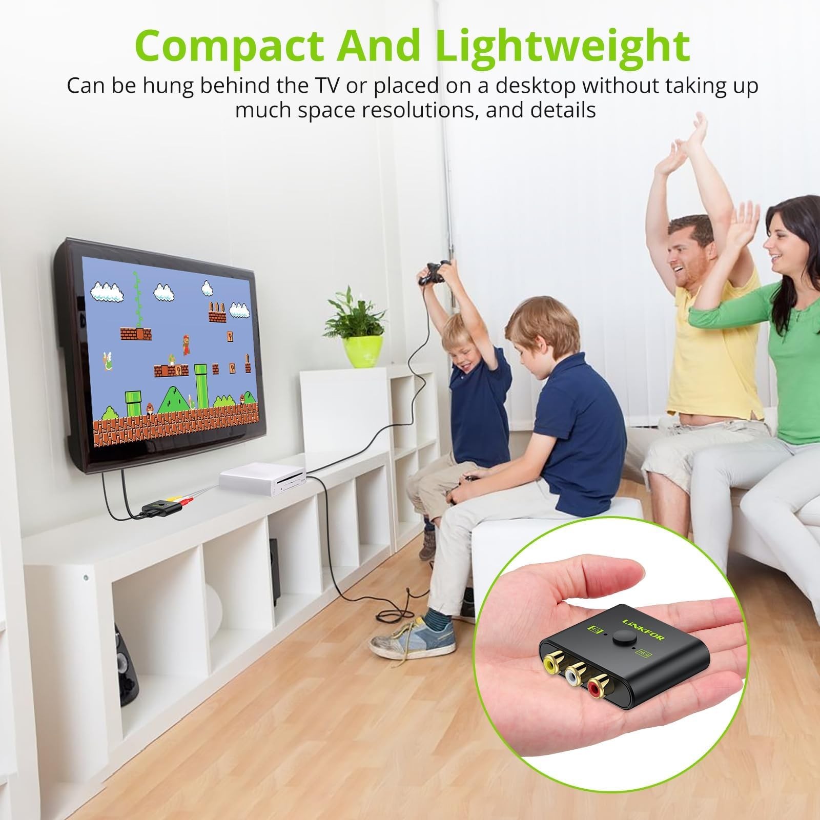 LiNKFOR RCA to HDMI Converter,1080P AV Converter,16:9/4:3 Black