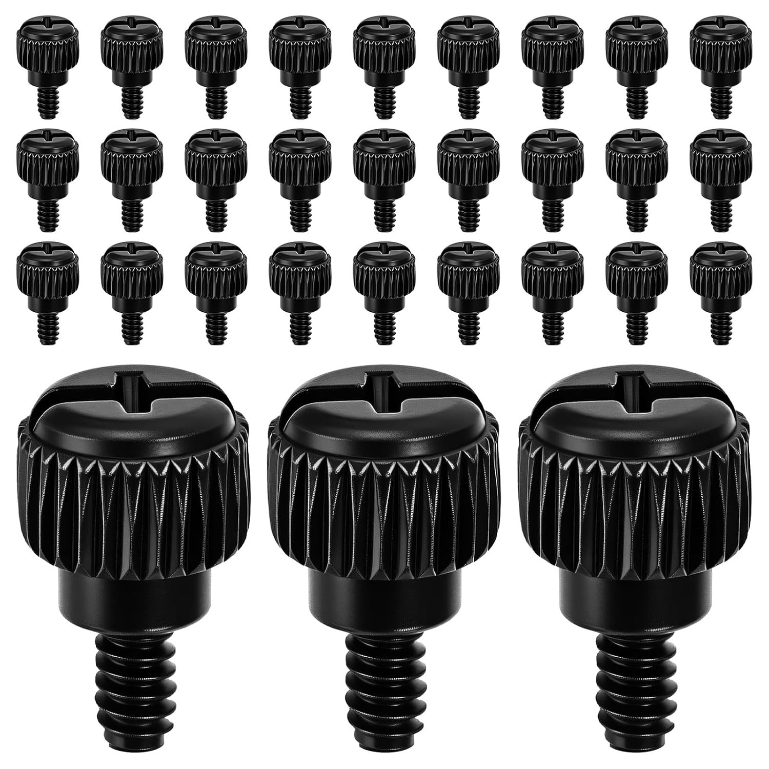 30 Pcs M3.5 6-32 Thread Computer Case Thumb Screws | Black Carbon Steel PC Case
