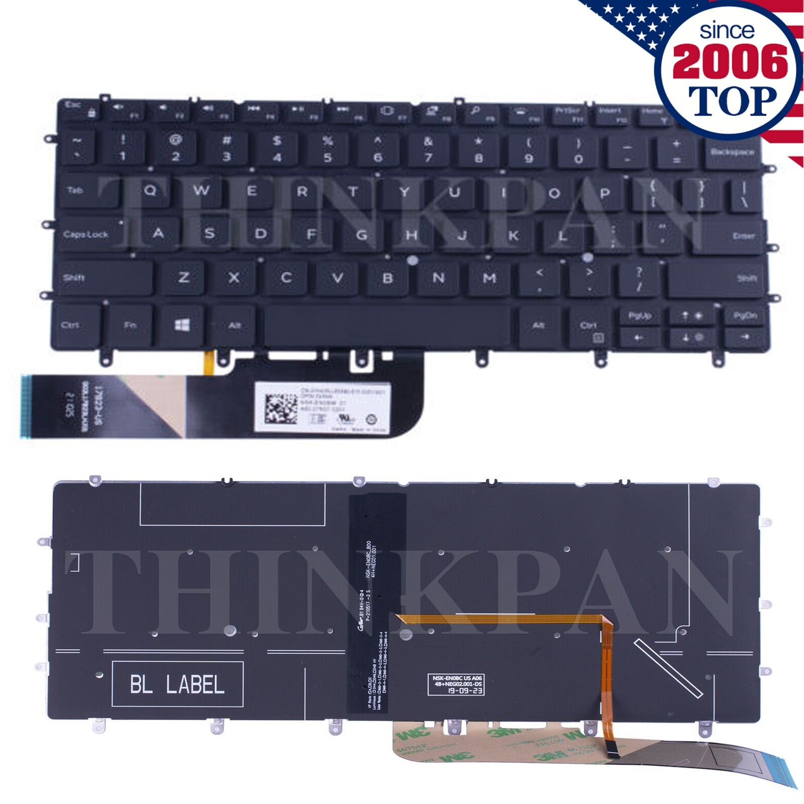 Genuine Laptop Keyboard for Dell XPS 13 9370 13 9380 13 7390 US with Backlit