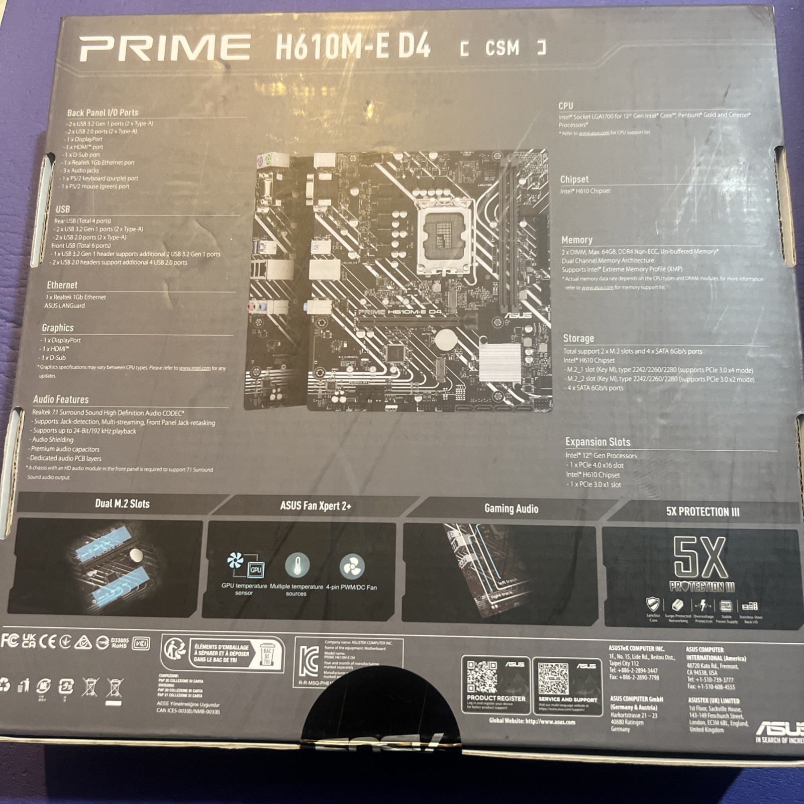 Asus Prime H610M-E D4-CSM Intel LGA 1700 Micro ATX DDR4 Motherboard