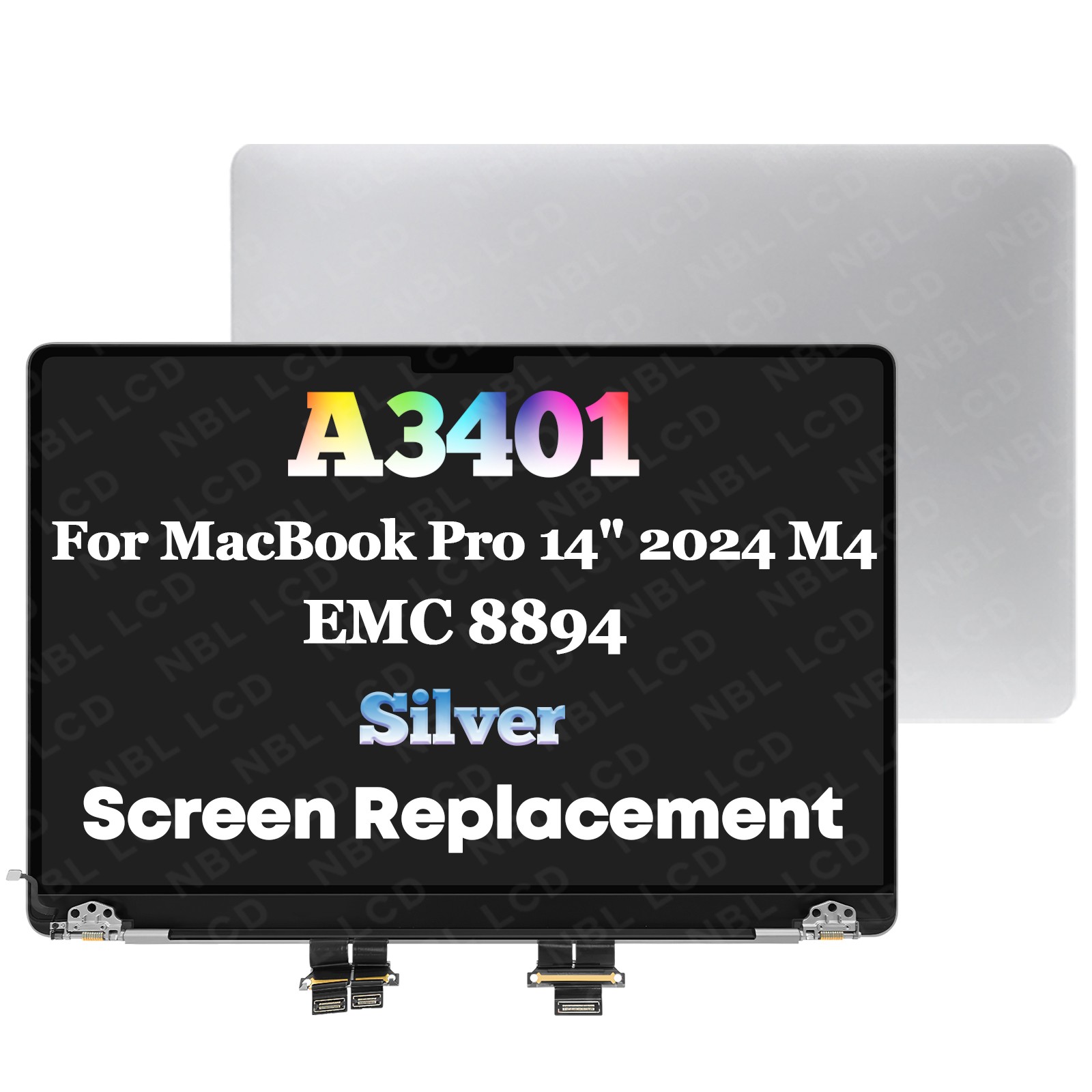 For MacBook Pro 14″ A3401 M4 2024 LCD Screen Replacement Display Assembly Silver