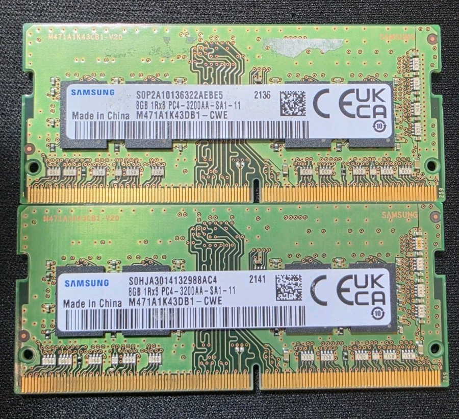 Samsung 16GB Kit (2x8GB) DDR4 3200MHz SO-DIMM Laptop RAM M471A1K43EB1-CWE