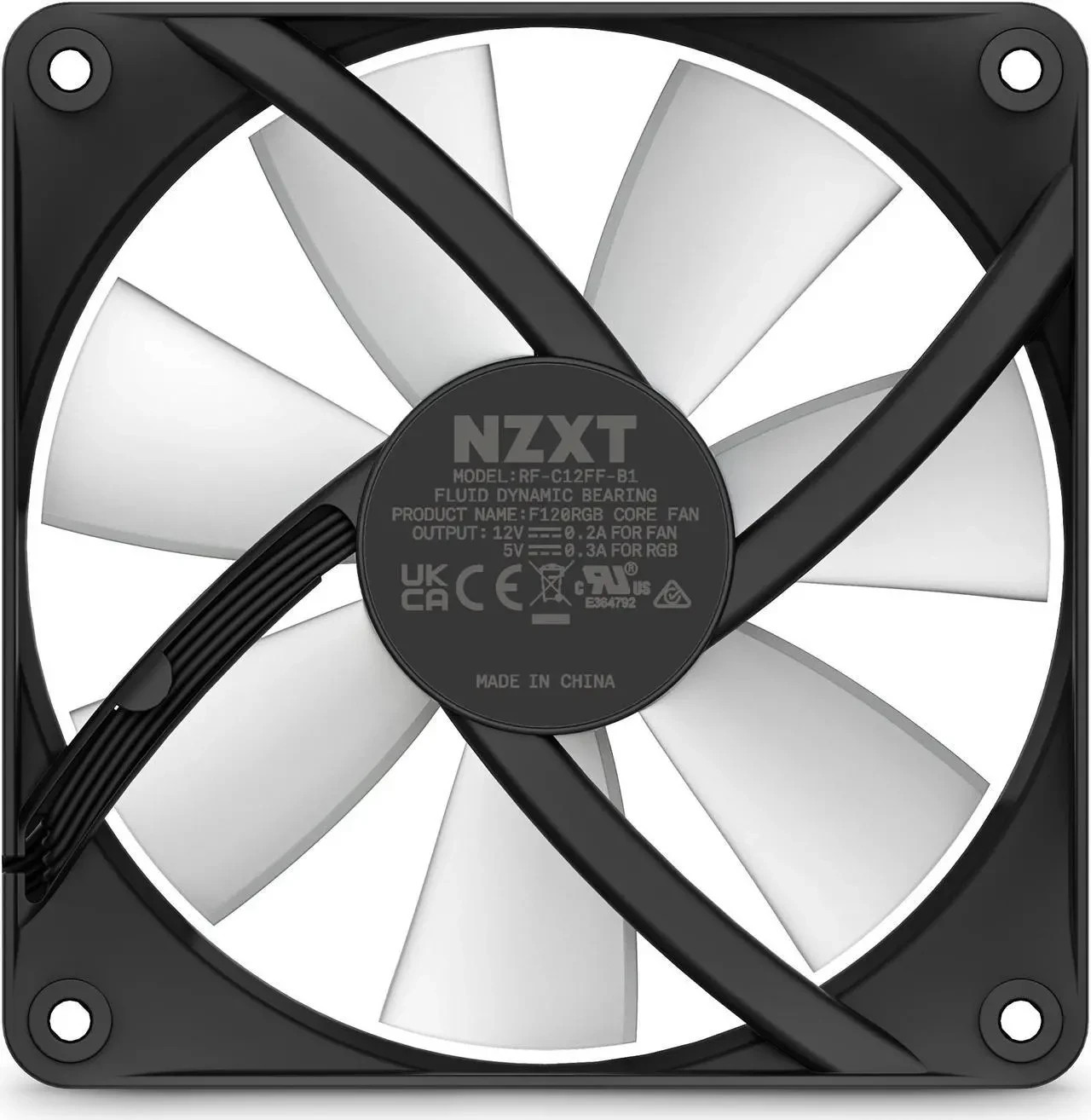 3-Pack NZXT F120 RGB Core 120mm PWM Case Fan RF-C12FF-B1, 4-Pin Dyn Bear Black