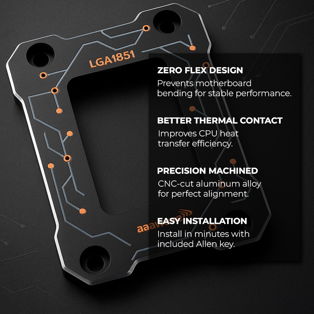 AAAwave LGA1851 CPU Contact Frame Anti-Bending Bracket for Intel 15th Gen Black