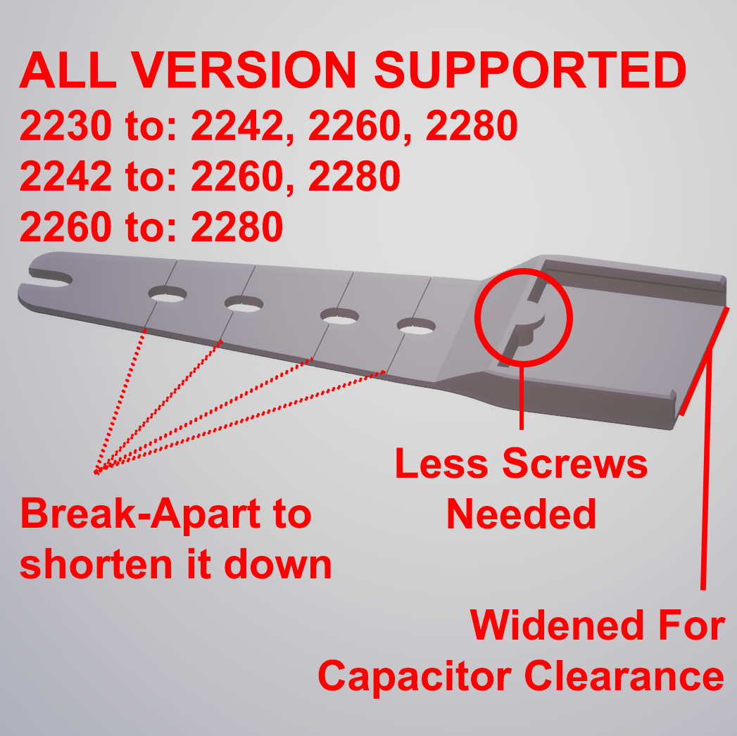 [50 Pieces] UNIVERSAL 2230 2242 2260 2280 Bracket M.2 NVME SSD, 3D Printed