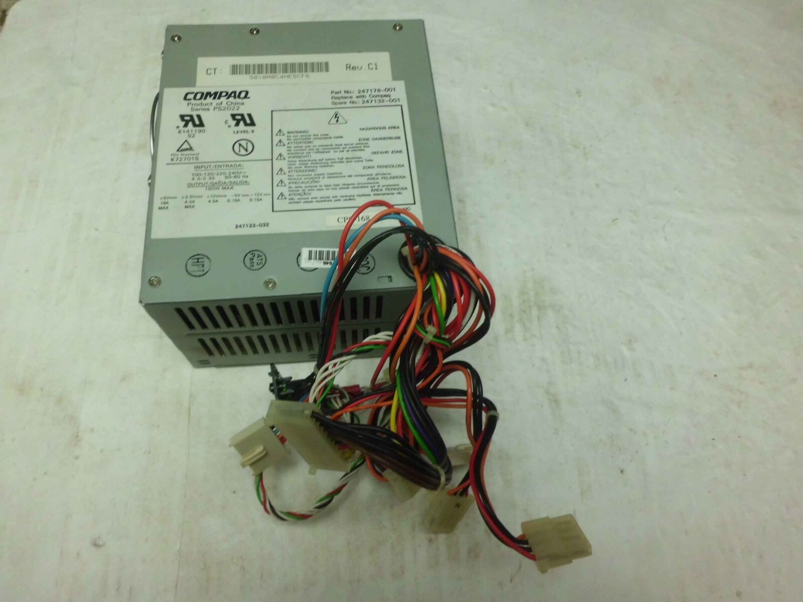 Compaq 247178-001 Power Supply 247132-001 PS2022, tested, 30 DAYS RETURN