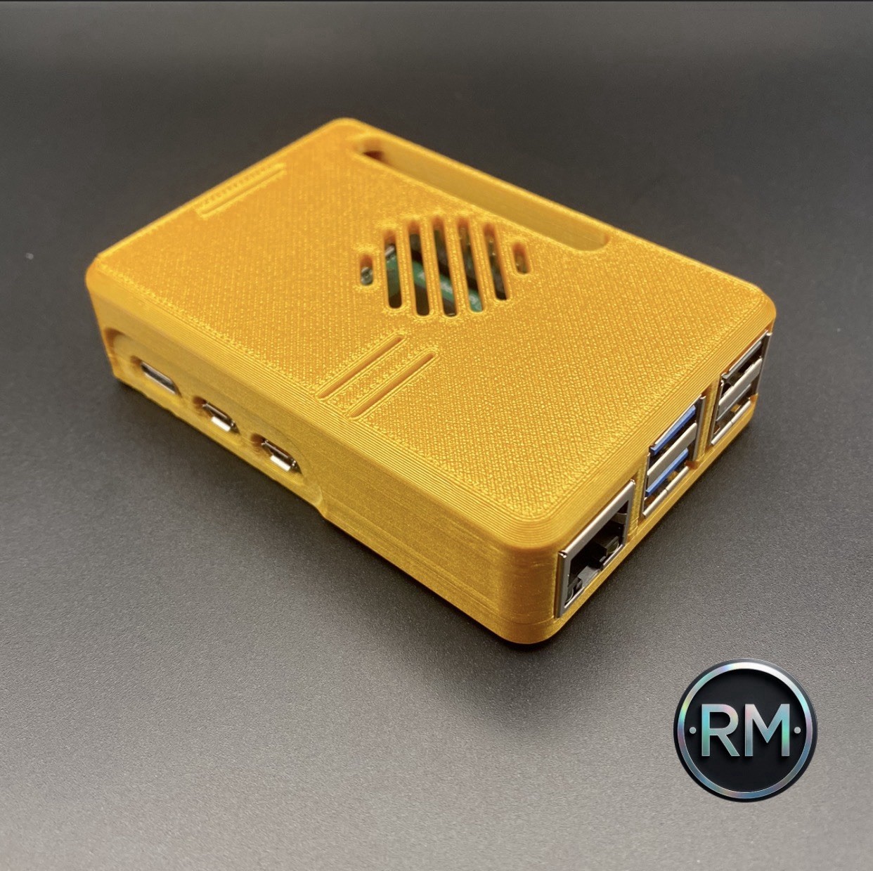 Raspberry Pi 5 Case | Snap Fit | Active Fan Cooler Compatible | Gold PETG